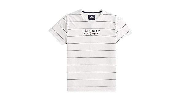 Hollister - Camiseta con logo de rayas para hombre Blanco blanco L:  Amazon.es: Ropa