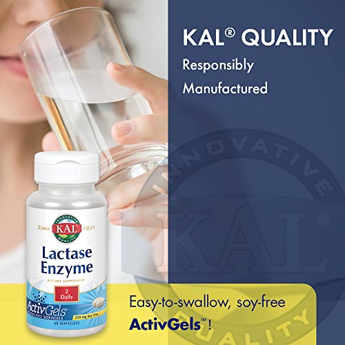 KAL Lactase Enzyme 250 mg Healthy Digestion Support for Lactose Intolerance LiquidFilled