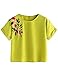 SweatyRocks Women's Casual Summer Tops Floral Embroidered Short Sleeve T Shirt Yellow Large