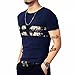 LOGEEYAR Mens Short Sleeve Tshirts Slim fit Fashion Cotton Crewneck Tee Novelty Graphic Printed Shirt A-Blue
