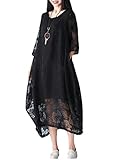 Mordenmiss Women's New Floral Lace Cocktail Formal Sundress Style 1-L Black