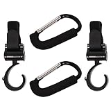 ilovebaby Hook Set for Baby Stroller U Shape Hooks and D Shape Hooks Easy to Install, Fit All Strollers. Stroller Hook -Multi-Purpose - Hanger for Baby Diaper Bags or Groceries-Solid, Color Black