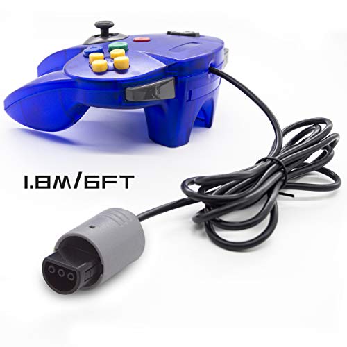 Wired Controller for Nintendo 64 N64 Console, Upgraded Joystick Classic Video Game Gamepad(Clear Green and Clear Blue,Pack of 2)