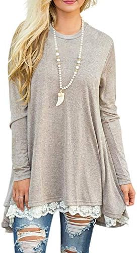 Women Lace Long Sleeve Tunic Top Blouse