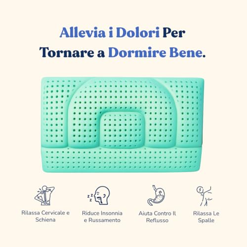 Wellness Pillow Milano Adjustable Orthopaedic Neck Pillow in Aloe Vera (4 Heights 6/8/12/14cm) - Relieves Pains, Breathable, Anti-Snoring, Hypoallergenic, Washable and Refreshing Cover