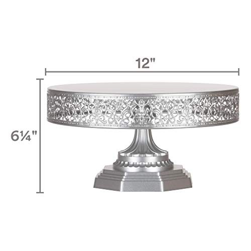 Amalfi Decor Cake Stand, Round Metal Pedestal Holder, Silver, 12 Inches ...