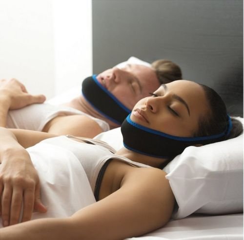 Snoring Chin Strap,Adjustable Anti Snore Chin Strap Support, Stop Snoring- Natural and Instant Snore Relief Jaw Belt with 12cm Magic Tape (Blue)