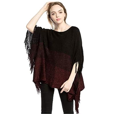 Womens Knitted Poncho Shawl Sweaters with Fringed Sides Oversized Pullover Tops Cape Coat Womens Knitted Poncho Shawl Sweaters with Fringed Sides Oversized Pullover Tops Cape Coat