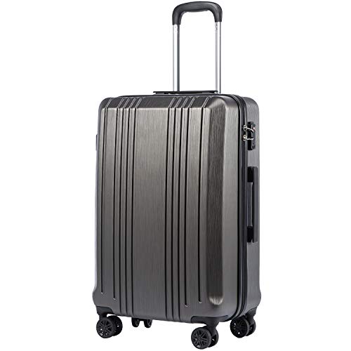 Coolife Luggage Expandable Suitcase PC+ABS with TSA Lock Spinner 20in24in28in (Grey, L(28))