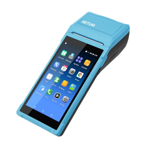NETUM Handheld PDA Android 11.0 POS Terminal Receipt Printer Data Collector Portable Barcode Scanner Handheld Bluetooth USB WiFi BT4.0 BLUE (Included Paper Scroll 58 * 35)