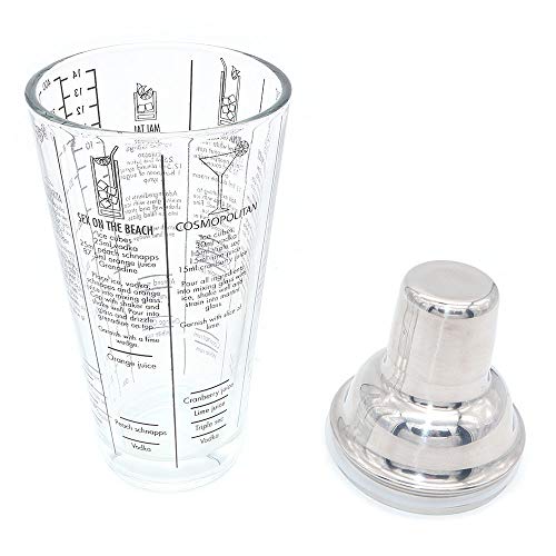 DollaTek 450(ml)/15.2(oz) Edelstahl Barkeeper Cocktail Shaker Graduierte Skala Glas Wein Martini Tequila Rum Wodka… – Bild 6