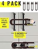 Sliding Cabinet Locks for Child Safety | Baby Proof Your Kitchen, Bathroom, and Storage Doors | Childproof Safety Locks for Knobs and Handles | Easy Install (4 Pack, Brown)