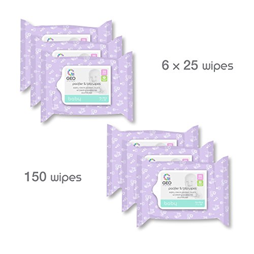 Geo Pacifier & Toy Wipes, (6 Packs of 25ct)
