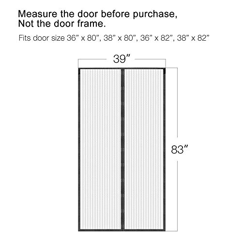 Magnetic Screen Door, KOMAKE Door Screen Curtain Hands Free Mesh Screen Partition Keep Bugs Out Pet and Kid Friendly, Fits Door Size up to 36" x 82" Max- Black â€¦ (Polyster)