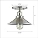 Linea di Liara Andante Brushed Nickel Flush Mount Ceiling Light Fixture Farmhouse Rustic Semi Flush Light Kitchen Lighting Bedroom Bathroom Hallway Light Fixtures Vintage Industrial Lighting with Bulb