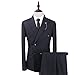 YFFUSHI Mens Plaid 3 Piece Suits Double Breasted Retro Slim Dress