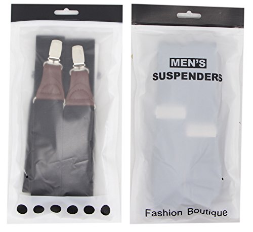 Bioterti Men’s Y-shape 1.4 Inch Suspender -3 Metal Clips, Elastic Straps (Dark Grey)