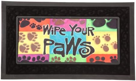 Colorful Wipe Your Paws Print Sassafras Welcome Door Mat