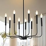 VBKK Black Chandelier, 9-Light Modern Farmhouse