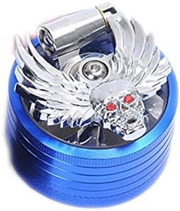 SkullBall Herb Grinder Aluminum Spice Crusher Muller Mill Hand Crank 2" Mini (Blue)