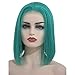 Myfashionhair Affordable Wigs Silky Straight Good Quality Wigs 8 inch 180% Density Affordable Lace Front Wigs with 13x4 Swiss Lace and Adjustable Cap, Pre Plucked Human Hair Wigs (Lake Blue)