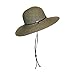 Brown Packable Cotton Fabric Sun Hat, Wide Circle Brim w/Chin Strap, UPF 50+