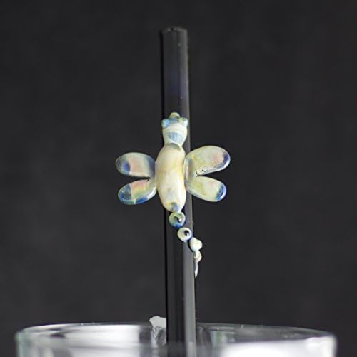 Dragonfly Glass Straw in Black &amp; English Ivy, #669