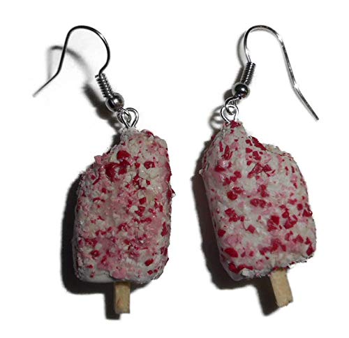 Strawberry Sundae Crunch Bar Earrings Fake Food Jewelry - Thumbnail 4
