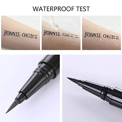 BONNIE CHOICE 2 Pack Waterproof Liquid Eyeliner Pen, Black Smudge-proof Fast Dry Eye Makeup Gel Eye Liner Ink Pen Long lasting, Sponge Head & Fibre Head - Thumbnail 4