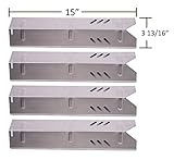 BBQ funland SH1591 (4-pack) Stainless Steel Heat Plate for Gas Grill Models Uniflame GBC1059WB, Backyard BY13-101-001-13, DynaGlo, Better Home&Garden, 15 inch Heat Shield Tent Flame Tamer Burner Cover