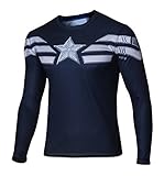 G-Like Men's Winter Solider Long T-shirt Captain America Top Fashion Running Shirt (Large)