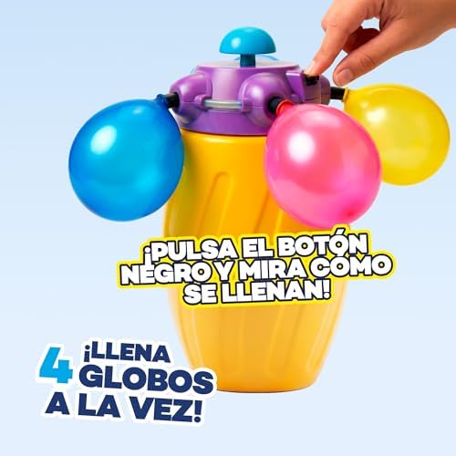 O Insuflador de Balões de Água Battle Splash enche e infla 4 balões de cada vez, um depósito de 1,5 L, inclui 100 balões, estação portátil para jogos aquáticos na praia, piscina e jardim (35007543)