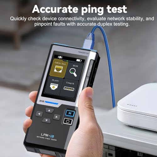 Professional RJ45 Network Cable Tester, Rechargeable Electric Ethernet Cable Locator, POE Test, NCV Test, Wire Crimping, Cable Length, Network Speed, 2.4" TFT Screen