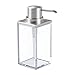 mDesign Rectangle Plastic Refillable Liquid Soap Dispenser Pump Bottle for Bathroom Vanity, Countertop, Sink - Hold Hand Soap/Sanitizer, Essential Oils, Lumiere Collection, 2 Pack, Cear/Brushed Chrome