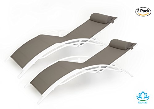 Kozyard KozyLounge Elegant Patio Reclining Adjustable Chaise Lounge Aluminum and Textilene Sunba ...