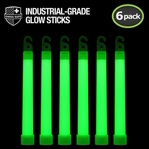 Swiss Safe Premium 6" Glow Sticks, Extra Bright, 12+ Hour Duration