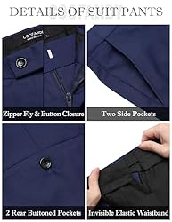 COOFANDY Mens Blue Suit 3 Piece Classic Solid Set