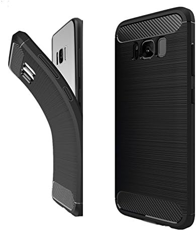Galaxy S8 Case,JIUSHIWO Soft Silicon Luxury Brushed Case with Texture Carbon Fiber Design Protection Cover for Samsung Galaxy S8 Smartphone (Black)