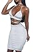 ioiom Hipster Lace Up Criss Cross Spaghetti Straps Deep V Neck Prom Midi Dress White M
