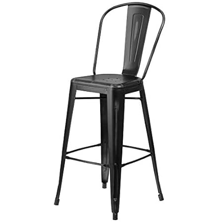 Rajtai Metal Kitchen/Bar / Cafe/Garden Chair in Black Matte Finish Color
