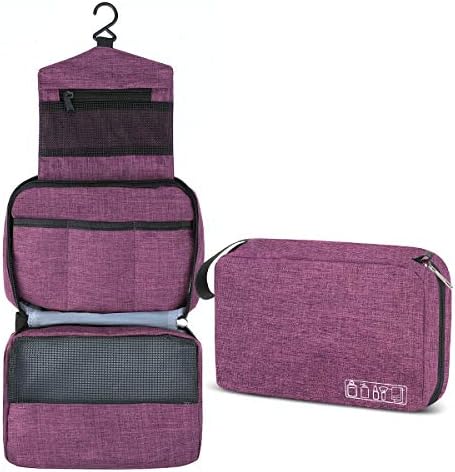 Toiletry Bag, Hizek Makeup Bag Organizer Waterproof Hanging Travel Toiletry Bags for Women with 4 Compartments & 1 Sturdy Hook, Portable Folding Travel Bag for Toiletries (Fuchsia) 1 Toiletry Bag, Hizek Makeup Bag Organizer Waterproof Hanging Travel Toiletry Bags for Women with 4 Compartments & 1 Sturdy Hook, Portable Folding Travel Bag for Toiletries (Fuchsia)