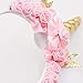 Mwfus Shining Unicorn Horn Ears Flower Headband Halloween Cosplay Costume Party Headdress