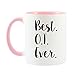 Mama Birdie Best OT (Occupational Therapist) Ever Coffee Cup/Tea Mug - Script Print (White/Pink)