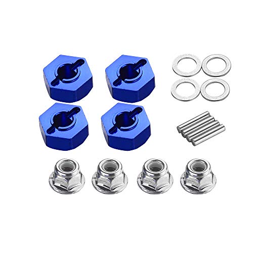 Upgrade Aluminum Hex Wheel Hubs 12mm w/Axle Pins Nuts Washers Set for 1/10 Traxxas 2WD Slash