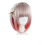 Beshiny Short Straight Hair Two Tone Pink and Grey Bob Cosplay Party Costume Hair Wig