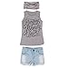 FEITONG 1Set Kid Baby Girls Vest Top Clothes + Jeans Pants Shorts+Scarf Suit Outfit (Age 6-7Y)