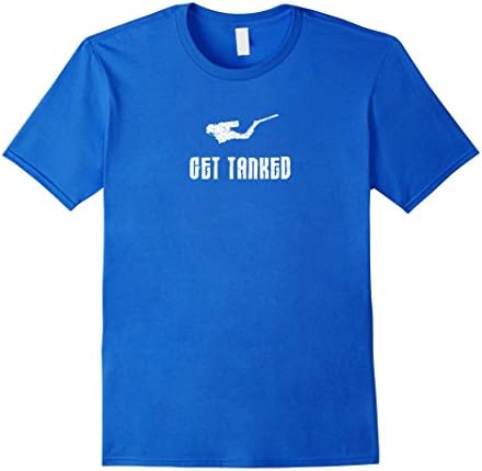 Men's Get Tanked Funny Distressed Scuba Diver Equipment T-shirt Large Royal Blue
