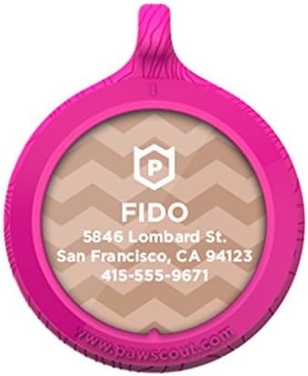 Personalized Pawscout Smart Tag for Dogs and Cats - Pink with Chevron Nameplate