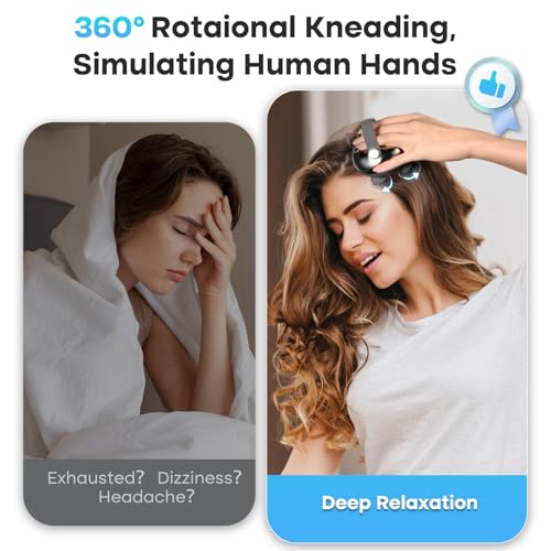 arboleaf Scalp Massager Electric Head Massage IPX7 Waterproof with 8 Removable Massage Heads and 3 Massage Modes, Handy Head Massager for Relaxation, Deep Cleaning (Silver)