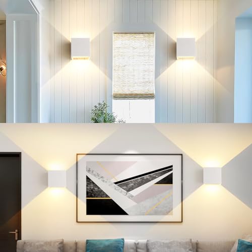 FUPE 4 Pieces Wall Light Outdoor/Indoor LED Cube Modern Wall Lamp White 20 W 4000 K Natural Light IP65 Waterproof Outdoor Wall Light Square Beam Angle Adjustable